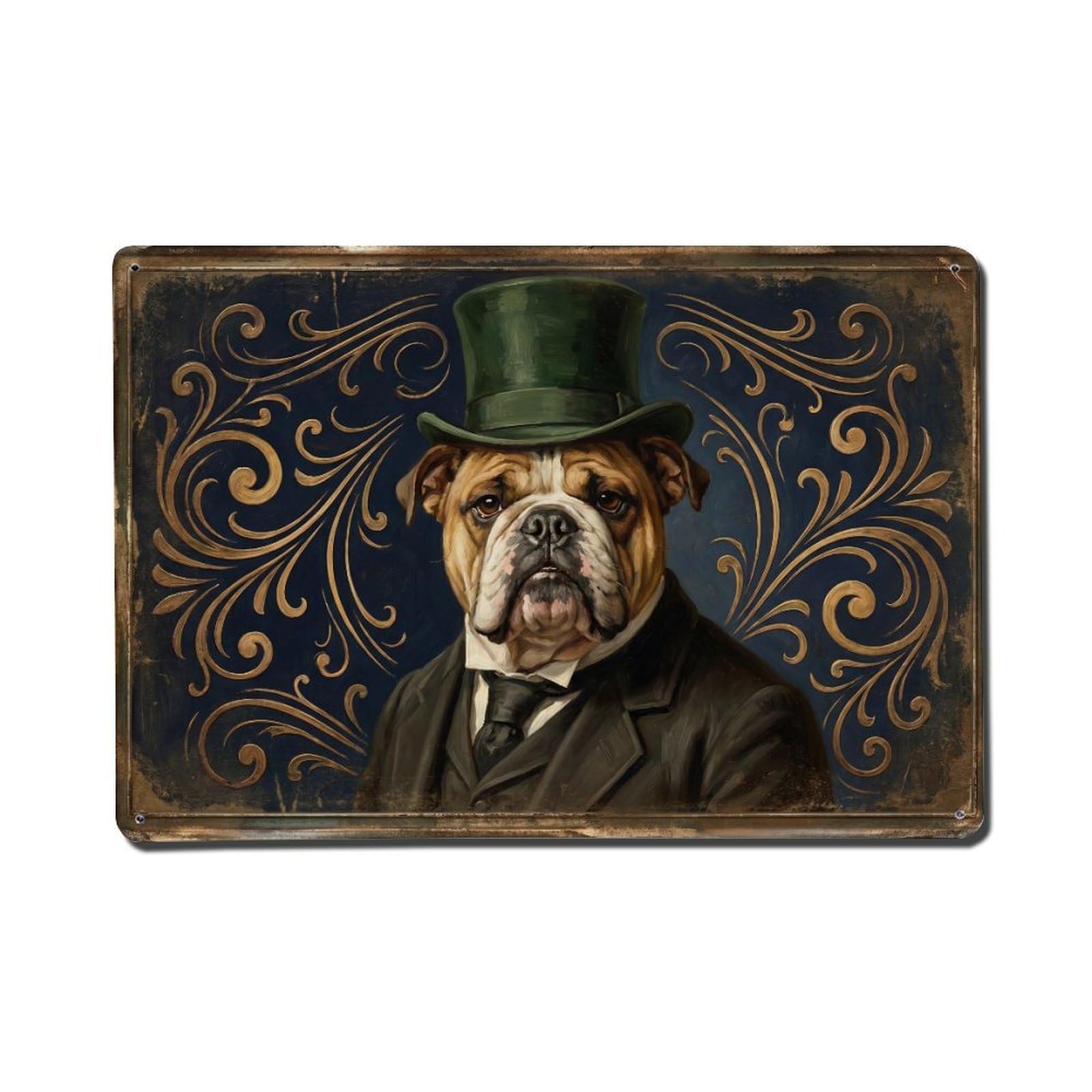 Bulldog Stately Manor Pet Metal Tin Sign Plaque Wall Decor for Cafe, Club Bar, Office, Home Garden Metal Poster 8x12Inch