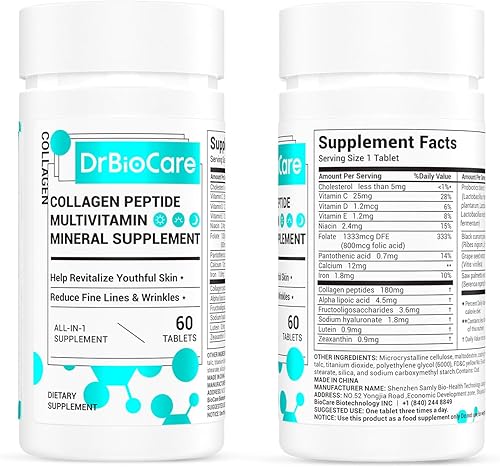 Miniatura 9 de Péptidos de colágeno para mujeres, suplemento de vitaminas y minerales de belleza, contiene vitamina D3, probióticos para mujeres y péptidos de