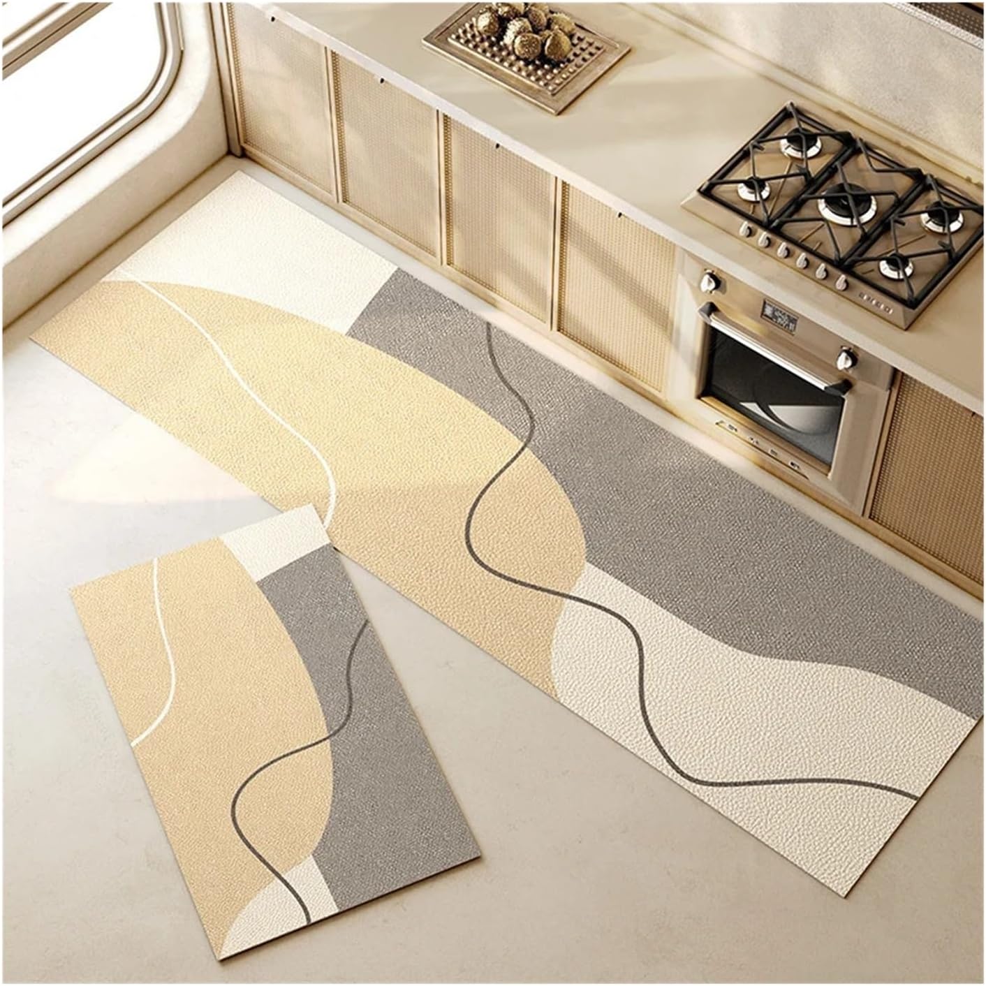 Carpet for Kitchen Floor Mat Waterproof Oil-Proof PU Leather Rug Non-Slip Home Decoration Area Rugs for Kitchen, Floor, Office(Color 1,160x230cm)