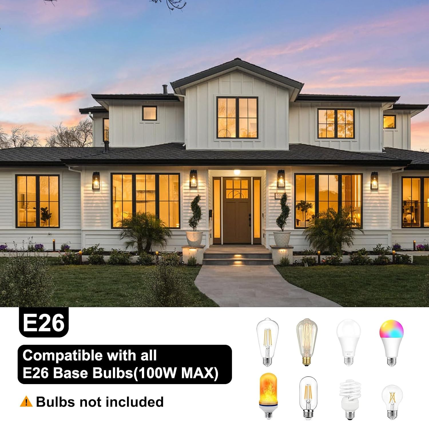 OKELI 2 Pack Dusk to Dawn Outdoor Wall Light Fixtures, Front Porch Light with GFCI Outlet, Exterior Wall Sconce Lighting, Anti-Rust Outdoor Lamp Waterproof Outside Lights for House Garage Patio