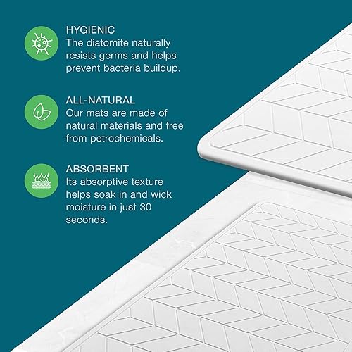 Miniatura 3 de malu Alfombrilla de baño de tierra de diatomeas, de secado rápido, absorbente de agua, de 23.6 x 15.4 pulgadas, tapete de piedra antideslizante