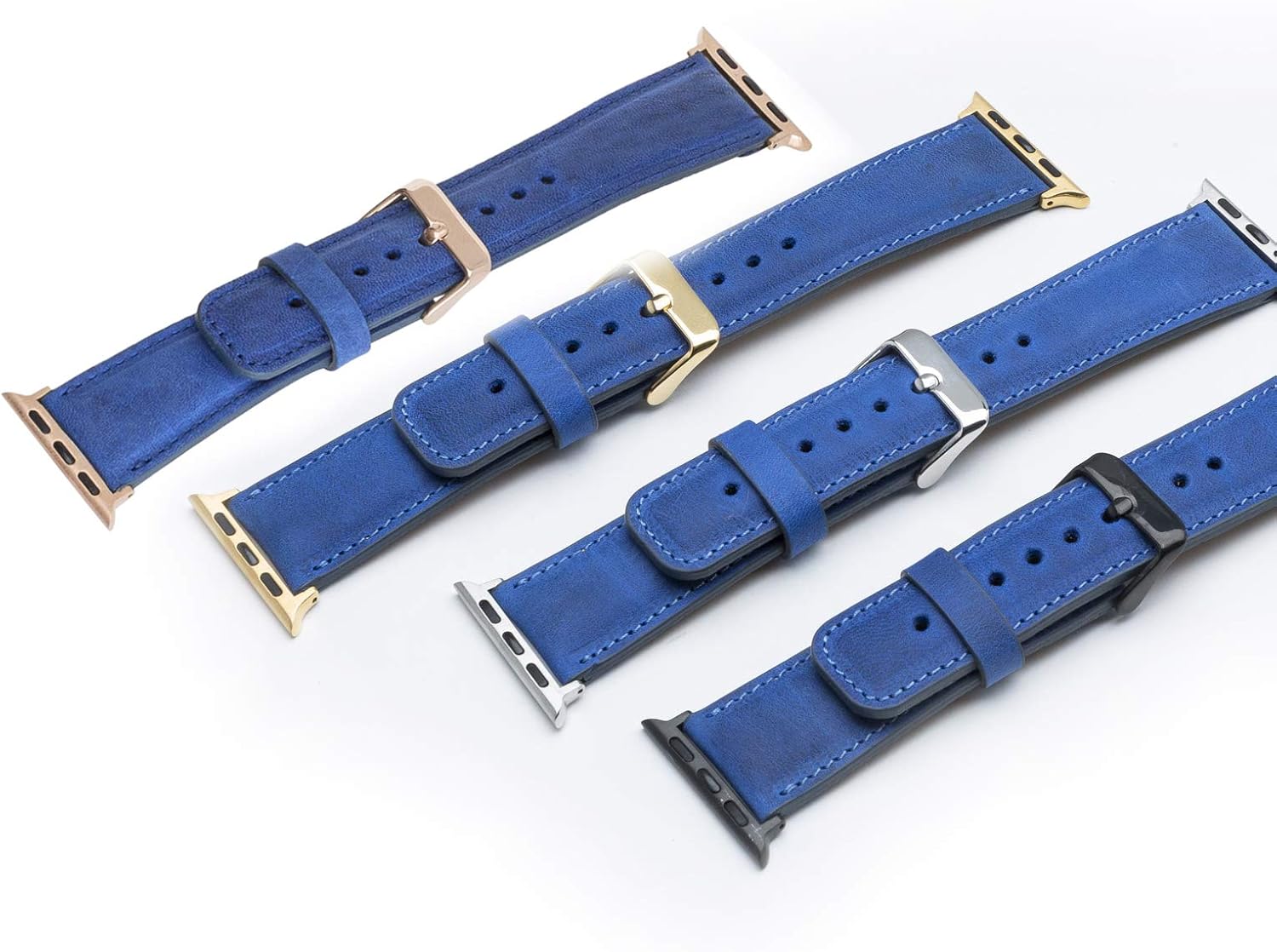 Tuscany Leather Bands Compatible with Apple Watch 49mm 45mm 44mm 42mm Band, iWatch Replacement Strap for Series 1, 2, 3, 4, 5, 6, 7, SE, 8, Ultra, Sport (Antique Dark Blue w/Silver Connector&Clasp) - Image 6