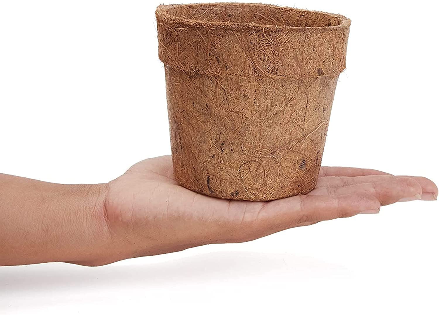 Go Hooked Coco Coir Seed Starter 4" Pot - Biodegradable Germination Planter for Healthy Plant Growth (Pack of 10, 4 Inch)