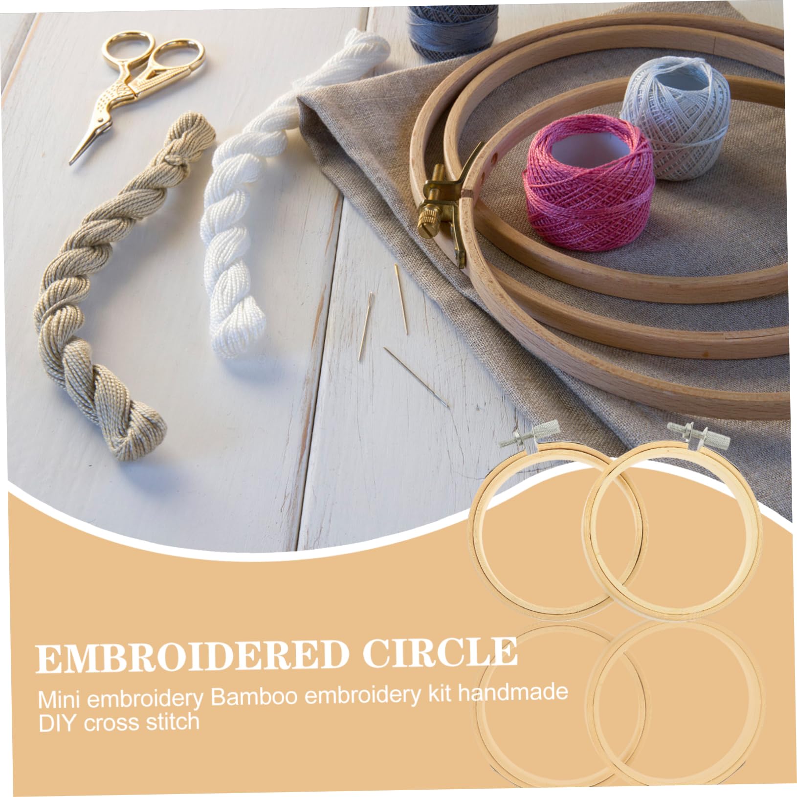 HOMSFOU 5 Series Aros De Bordado De Bambú Miniatura Círculos De Costura Pequeños Para Punto De Cruz Diy Kit Para Principiantes Y Amantes Del Bordado Superficie Lisa Sin 10 Piezas X 5