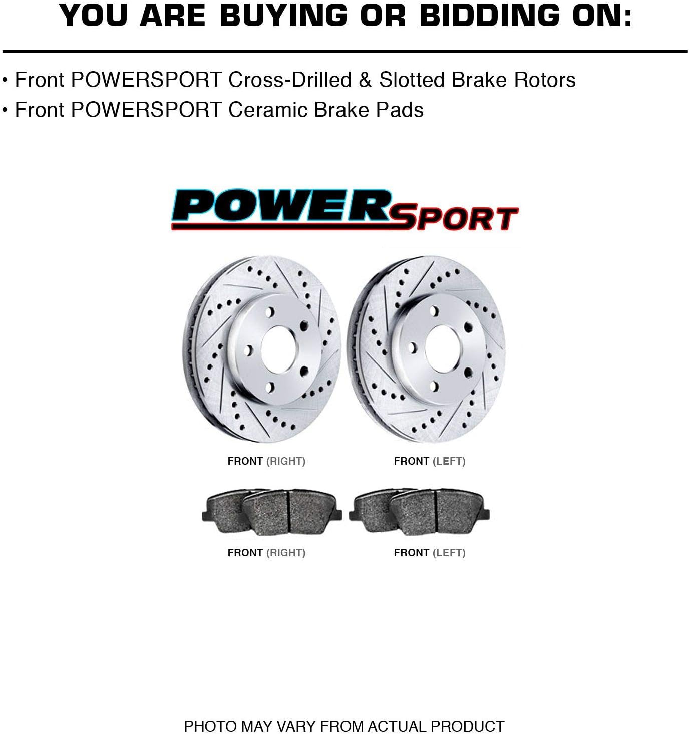 Power Sport Front Brakes and Rotors Kit |Front Brake Pads| Brake Rotors and Pads| Ceramic Brake Pads and Rotors |fits 2017-2019 Porsche Macan