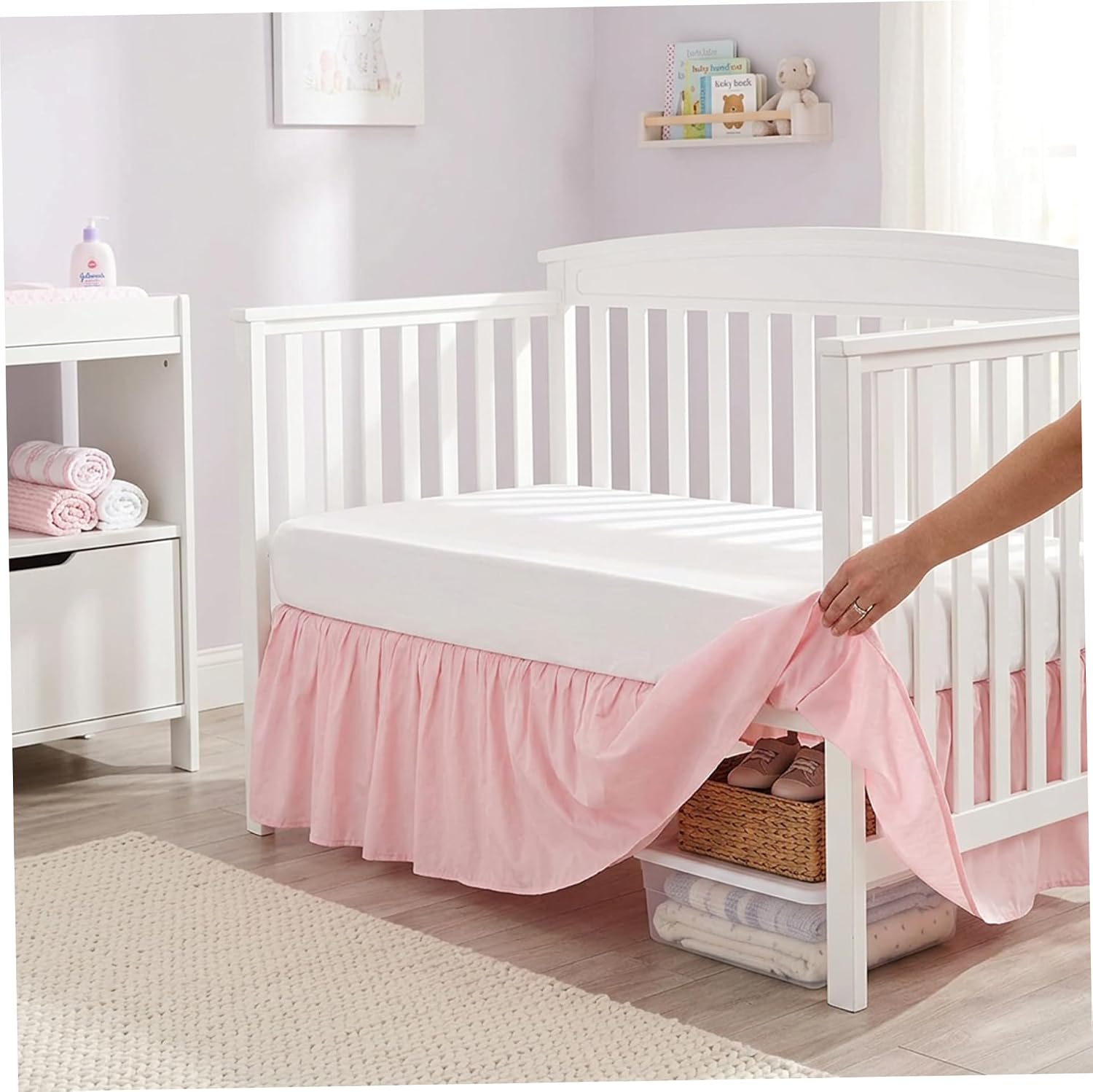 Crib Bed Skirt 28 x 52 9 inch Baby Crib Skirt with 14 inch Ruffle Drop Polyester-Cotton Cribs Dust Ruffle for Boys Girls Nursery Toddler Bed Style 1