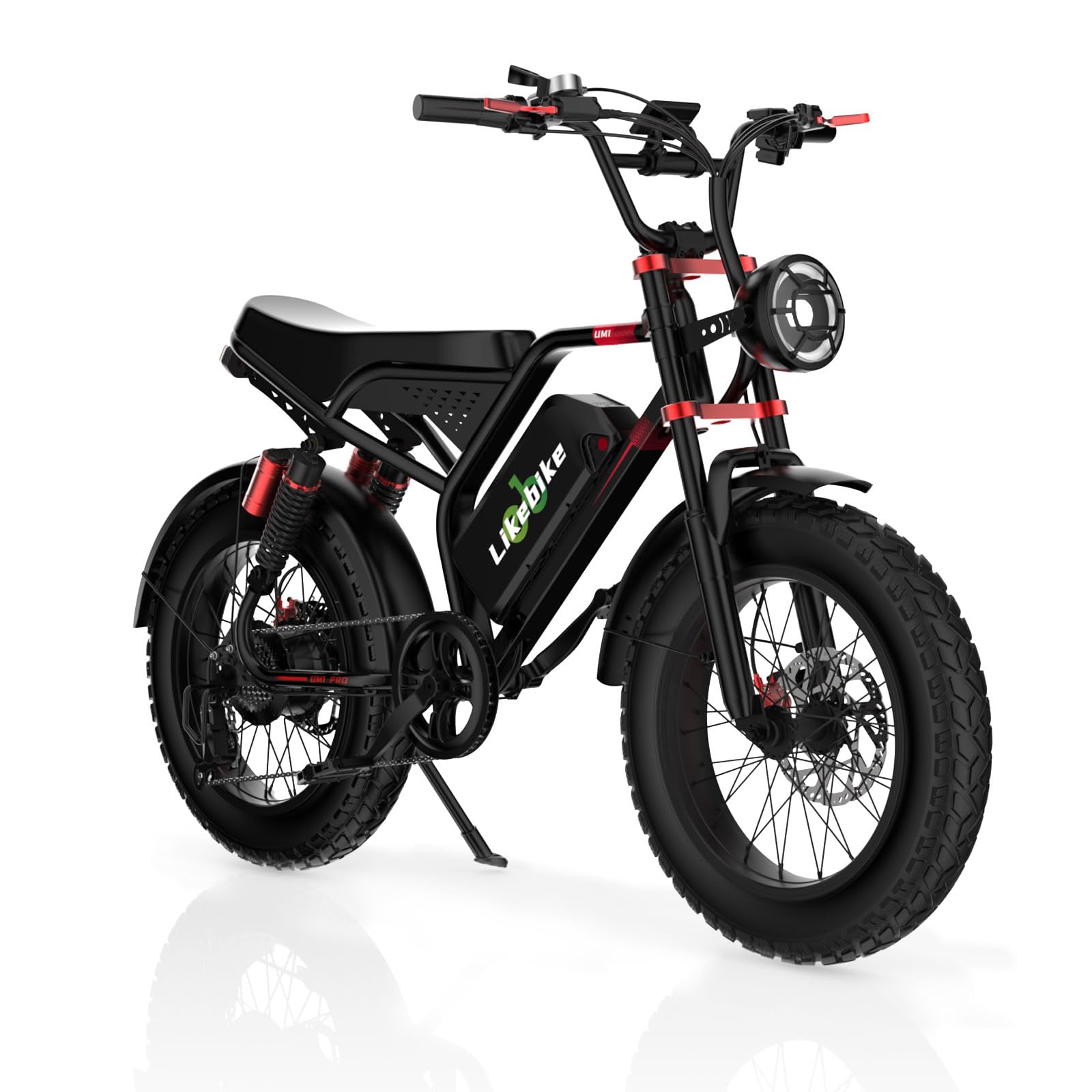 42 mph electric bicycle Likebike Bike for Adults 3000W Peak 48V 33Ah Removable Battery, High-Speed Ebike, Full Suspension 20