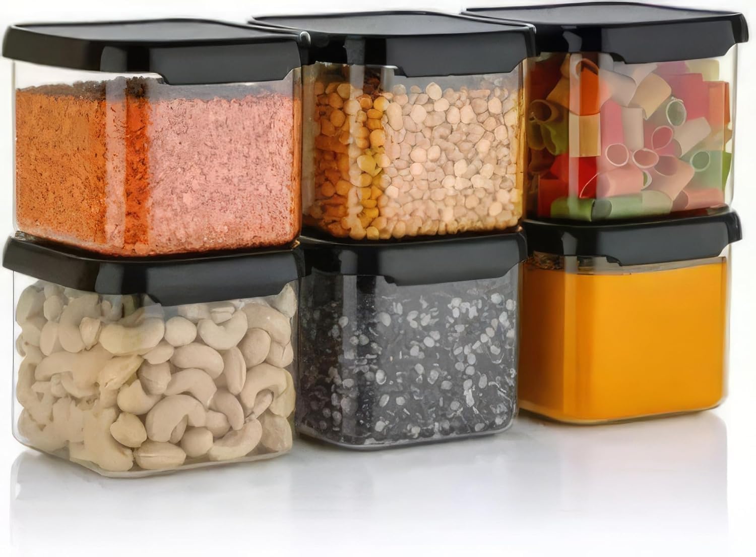 SATVIKAYA Air Tight Plastic Storage Containers Set for Kitchen | Pantry Organizers Kitchen Accessories Items,Fridge Storage Boxes | Leak-Proof, Durable, and Space-Saving (500 ML, 2)