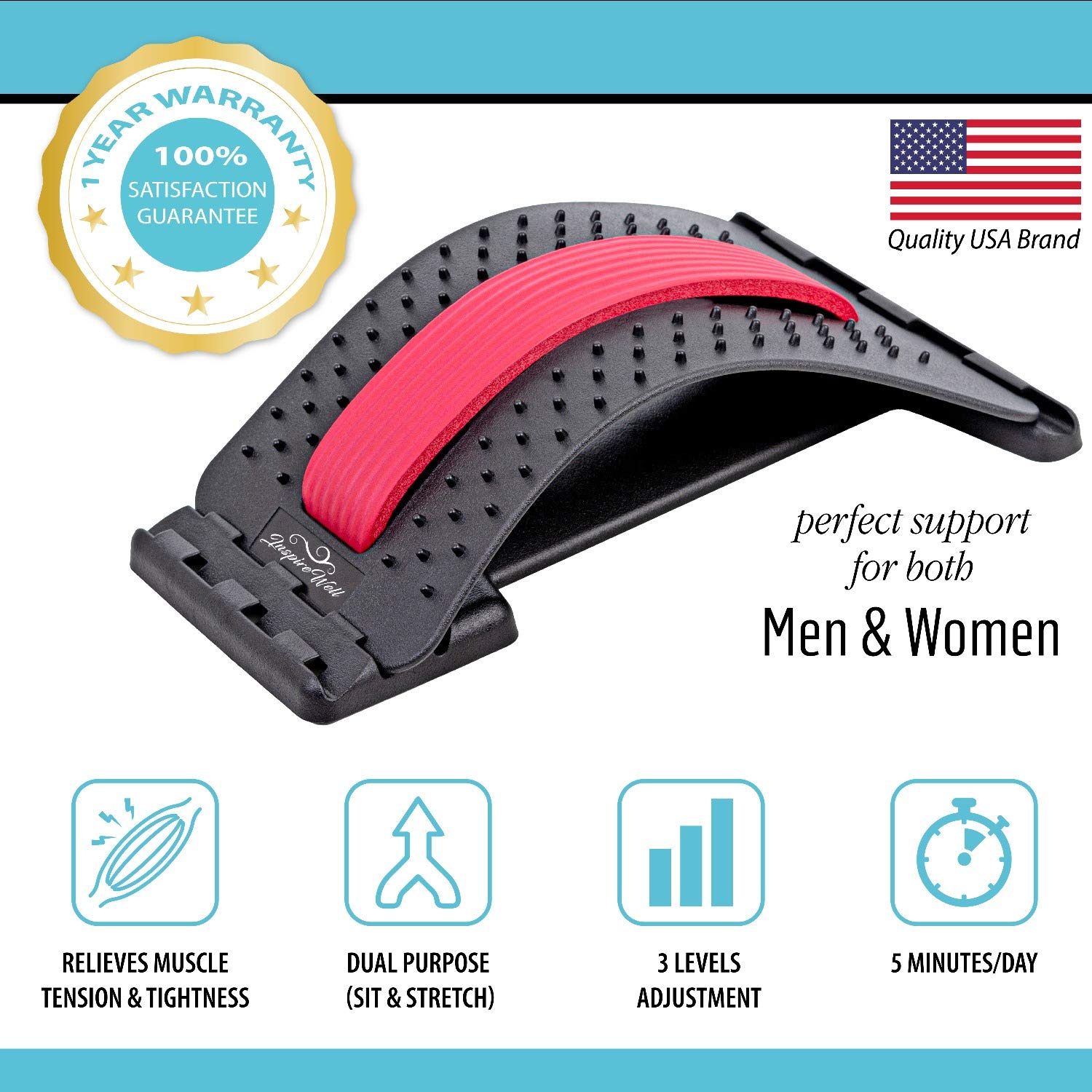 80% Off Discount Back Pain Relief Stretcher for Muscle Tightness - Multi Level Lower Back Stretcher for Pain Relief -  For Back Health, Posture, Stretching & Decompression,  Upper Back Stretcher (Red)