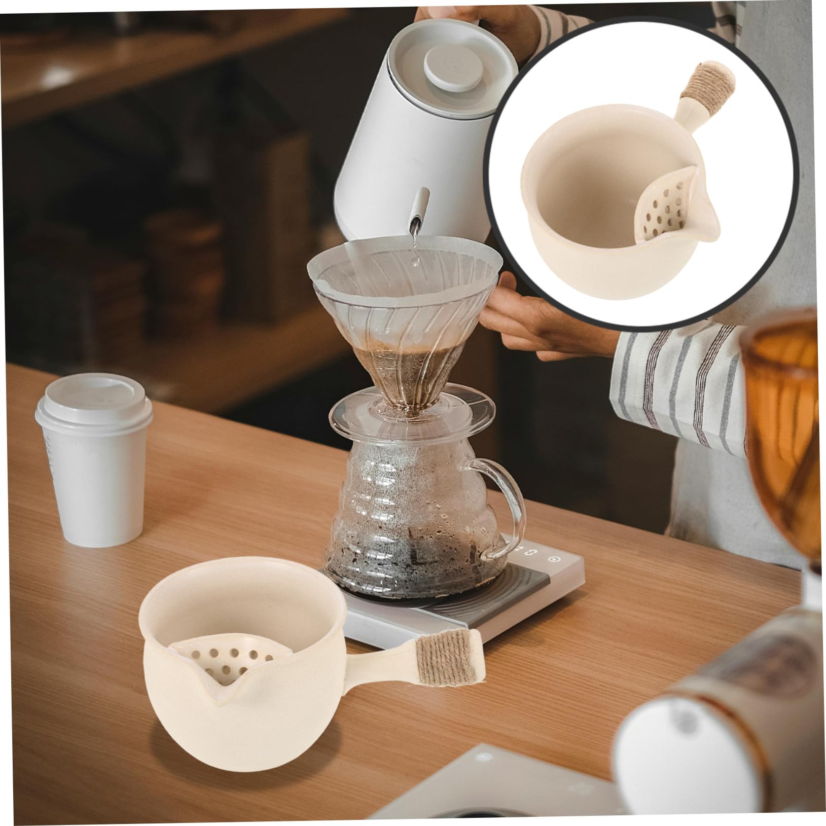 Gatuida Teekanne aus Grober Keramik mit Seitlichem Griff Geröstete Tonkeramik Beige Großes Fassungsvermögen für 1-2 Personen Ergonomischer Griff rutschfest Chinesischer Stil für Outdoor