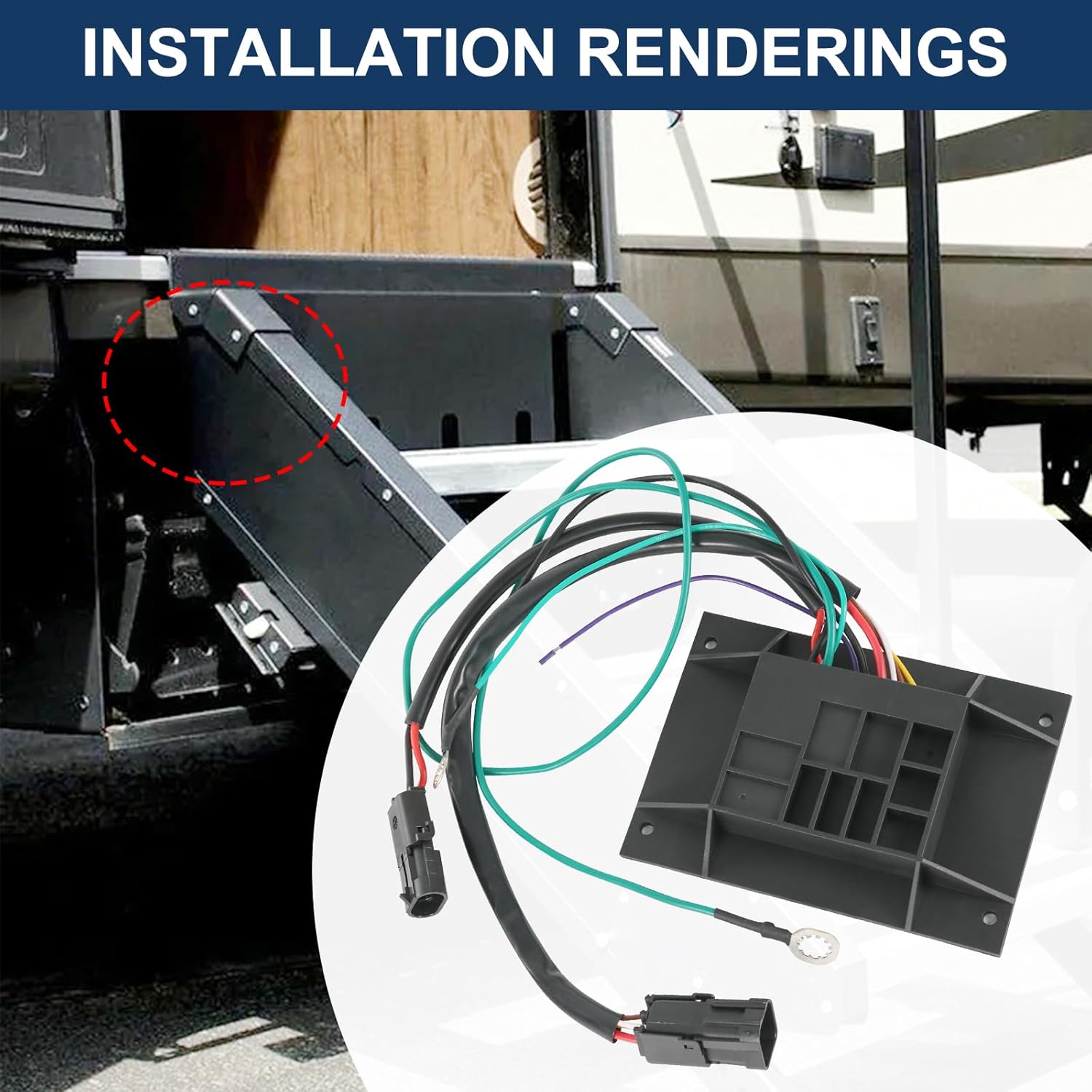 JDMSPEED 301702 RV Electric Step Control Module/Brain Compatible with Lippert Kwikee Control Unit Assembly with Wiring Harness and Computer Board
