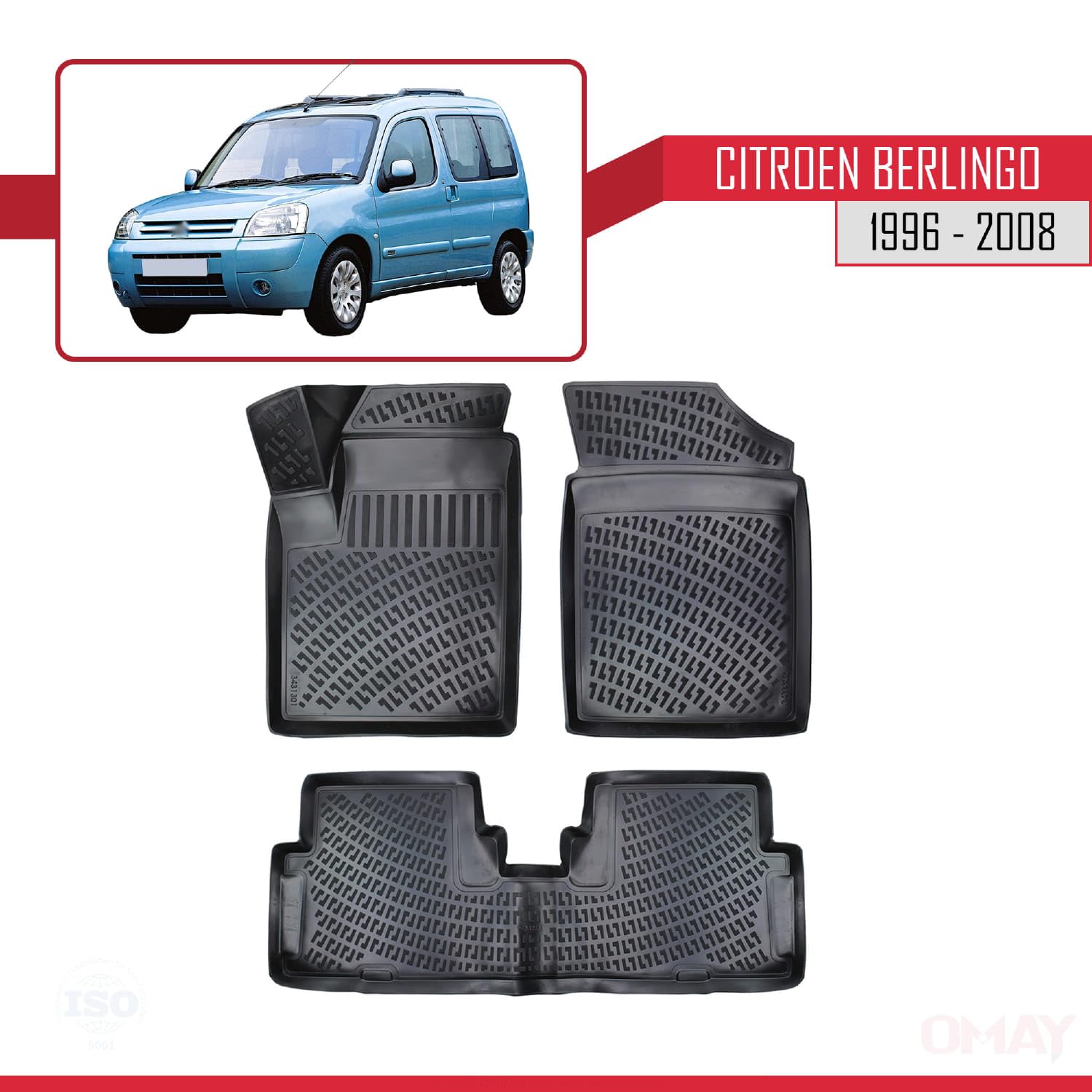 RE&AR Tuning kompatybilne z Citroen Berlingo 1996-2008 4D gumowe maty czarne