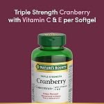 Concentré de canneberge NATURE'S BOUNTY avec vitamines C et E, 174,9 g | Triple force, aide à prévenir les infections urinaires récurrentes, fournit des antioxydants, gélules molles