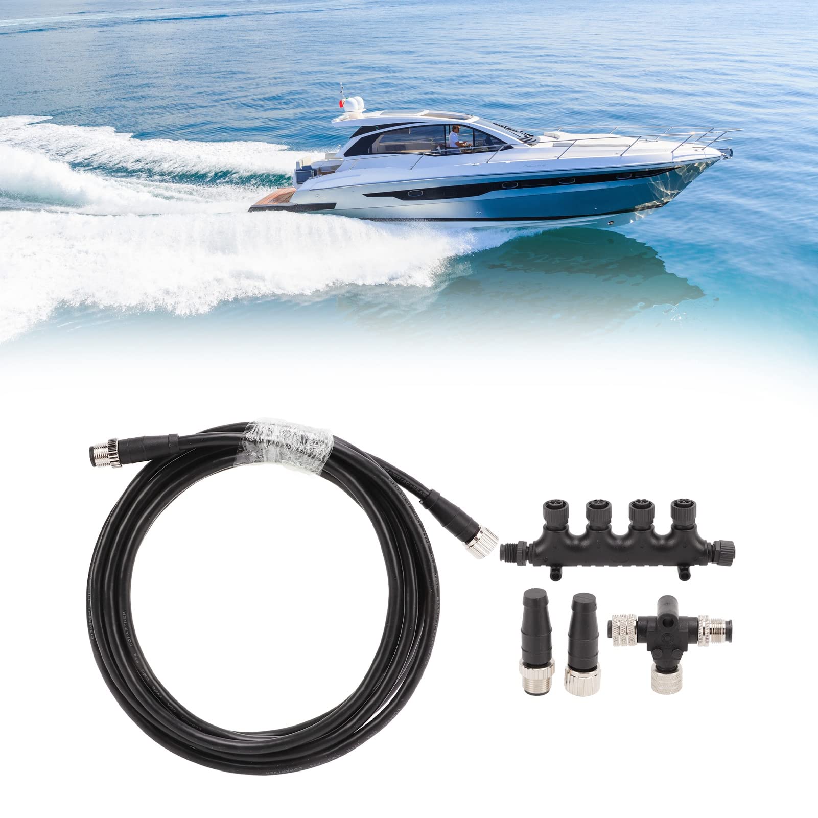 Generic Kabel NMEA 2000 5-pinowy Gwint Kabla Szkieletowego do zastosowań Morskich Kompatybilny z Zestawem Startowym Szkieletu Simrad B&G Navico Networks Zawiera Adapter Trójnika Kablowego Złącze
