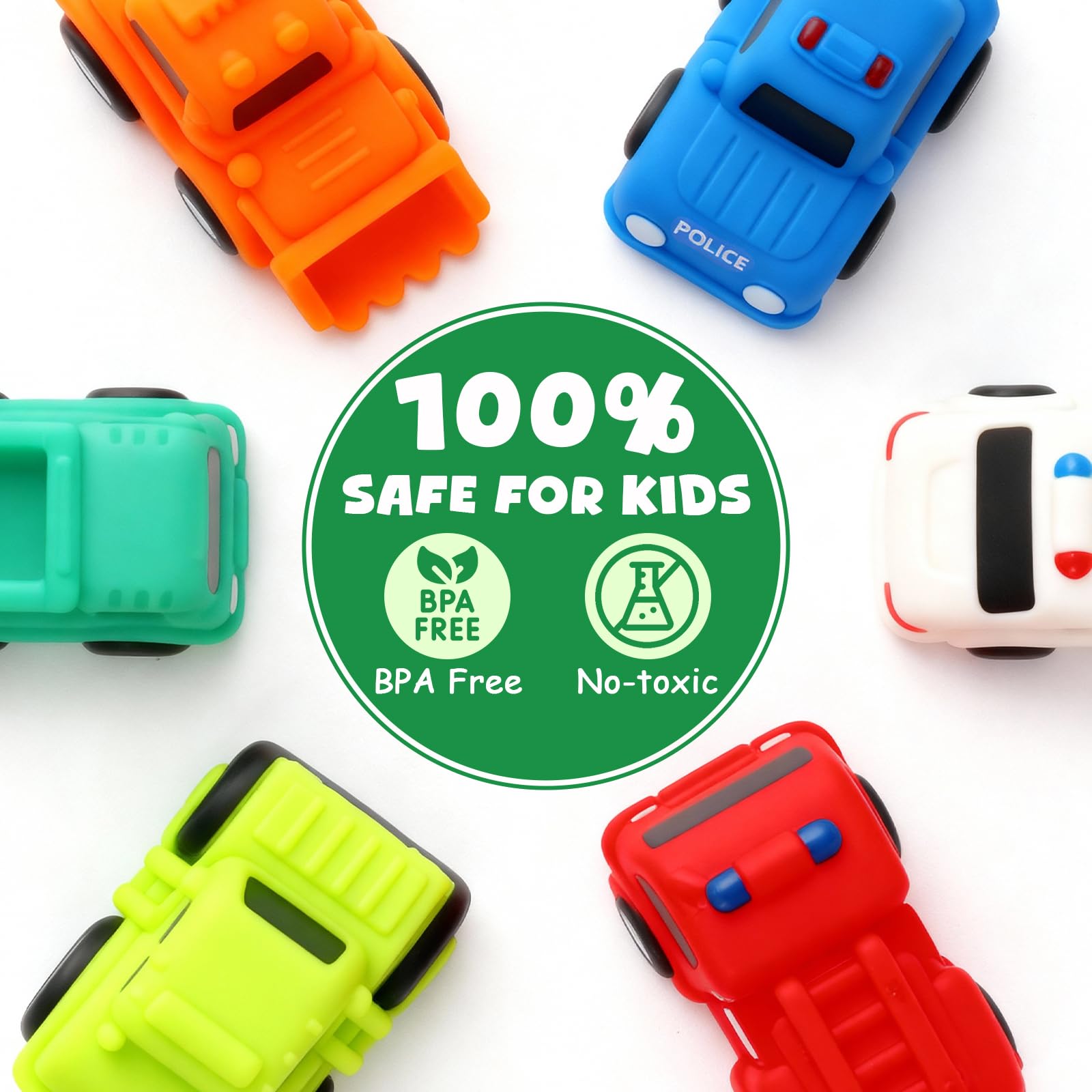 JoiTale Baby Bath Toys, 6 Pack Cars Light Up Bath Toys, No Hole No Mould Bathtub Toy for 1 2 3 Year Olds, Flashing LED Sensory Toy for Toddlers, Bath Time Shower Gifts for Boys and Girls — view 4
