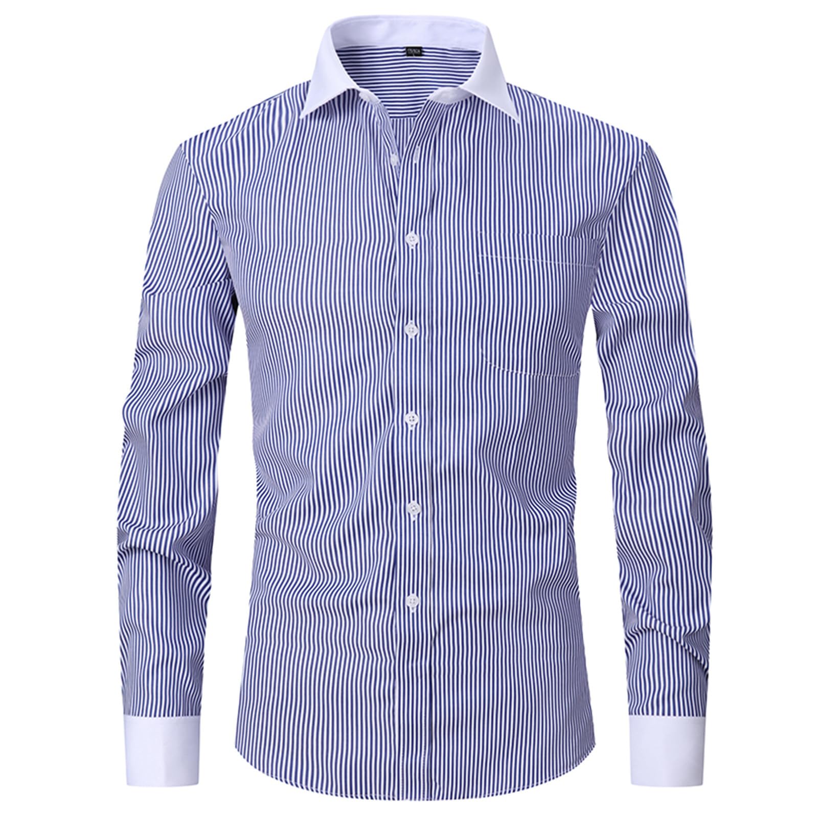 Chemise Coton Homme Manches Longues Chemises Regular Fit Chemisier a Rayures Chemisette Mode Tshirt Respirant Tee Shirt Leger Habit Basique Hauts Décontractée Vetements