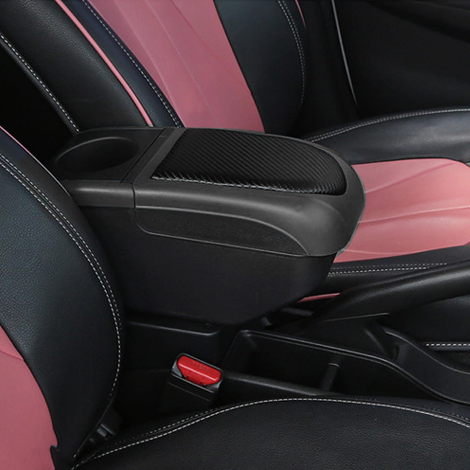 Dioche Box Bracciolo Universale per Auto con 6 Porte di Ricarica USB - Console a Doppio Strato per SUV, Camion e Automobili - Spazio per Il Massimo Comfort (Black)