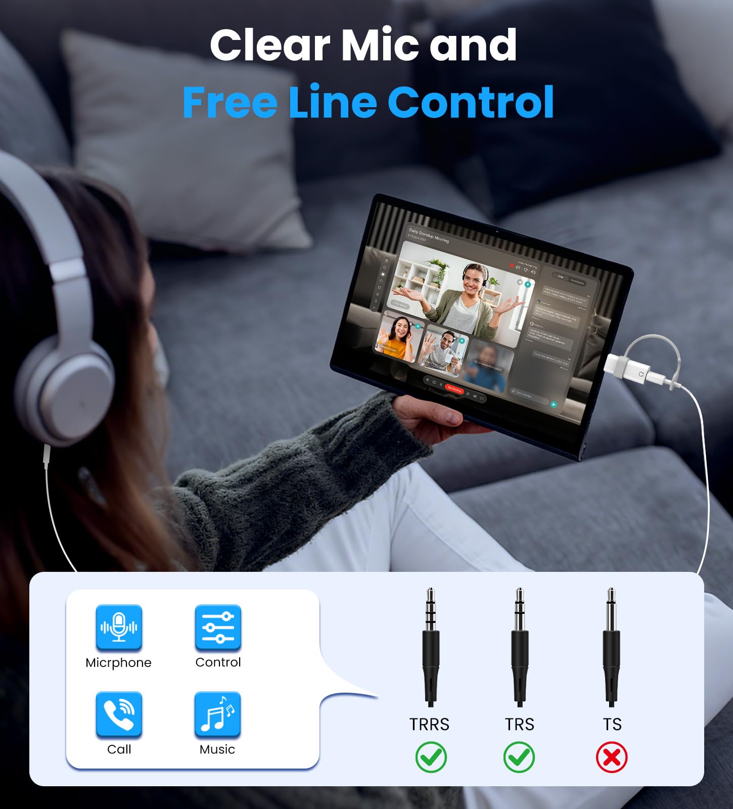 TiMOVO Adattatore da USB C a Cuffie Audio da 3,5 mm, Tipo C a Jack Aux con Anello Anti-Perdita, Bianco