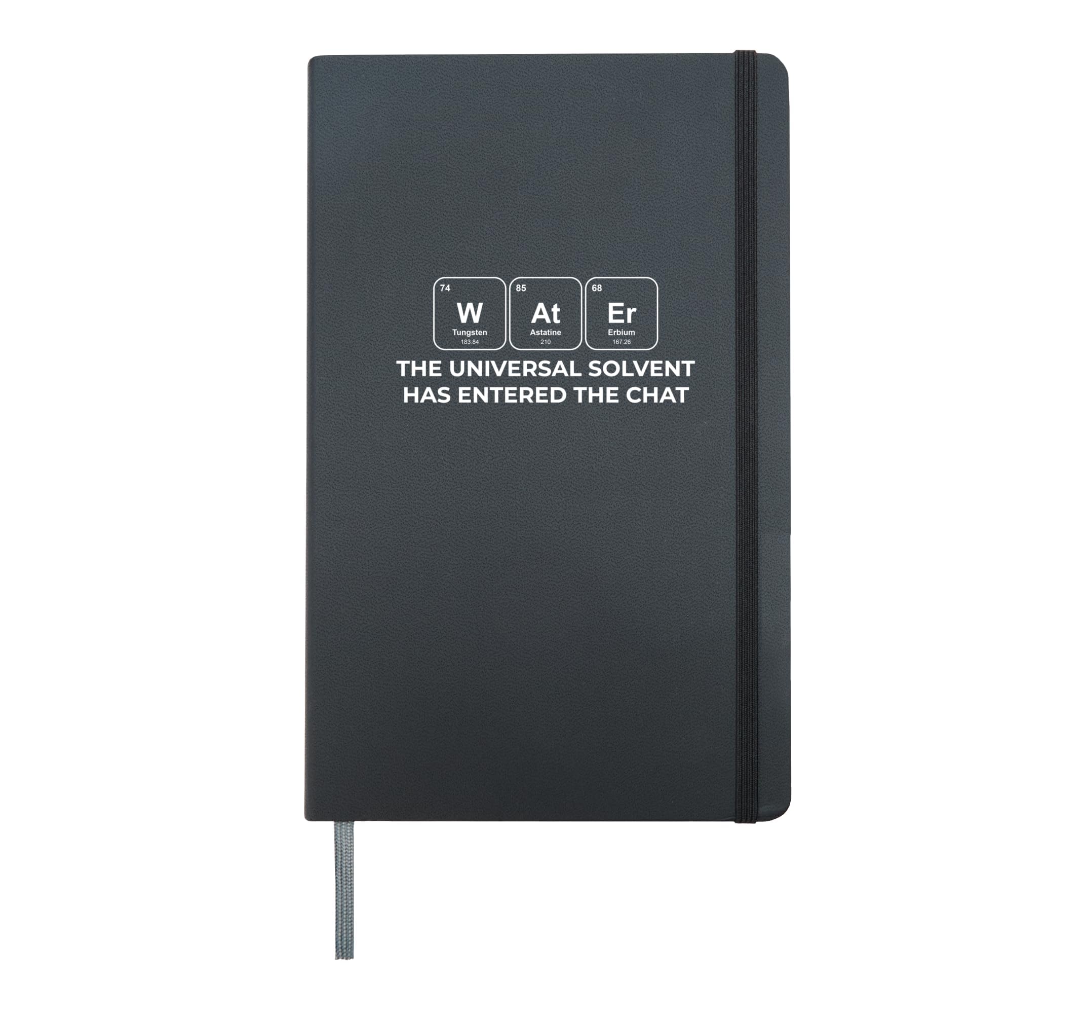 WAtEr Periodic Table Pun Biochem Pre Med Student Design Hardcover Journal, Black