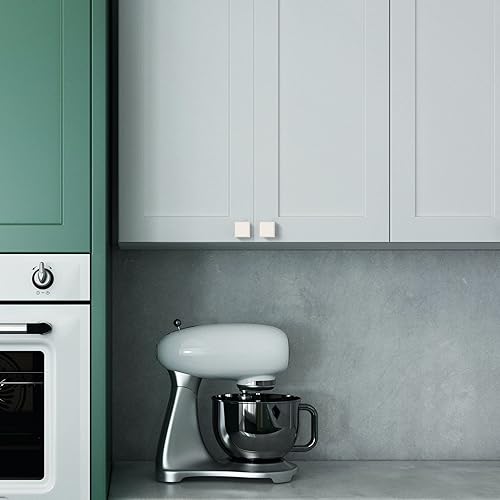 Miniatura 4 de Asidrama Paquete de 20 perillas cuadradas de níquel satinado cepillado para gabinetes de cocina, perillas cuadradas para cajones, herrajes para