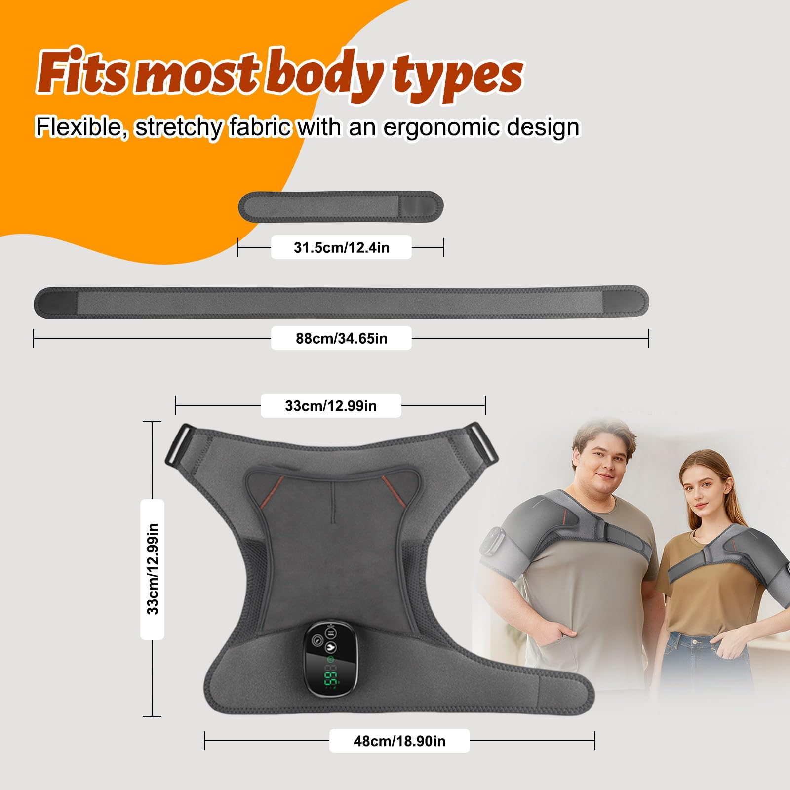 Schulter-Massagegerät mit Wärme Vibration, 5000mAh Kabellose Beheizte Schultermassagegerät mit 5 Vibrations, 5 Heizstufen, 3-Gang-Timer, für Zuhause, Büro, Damen, Herren zur Entspannung