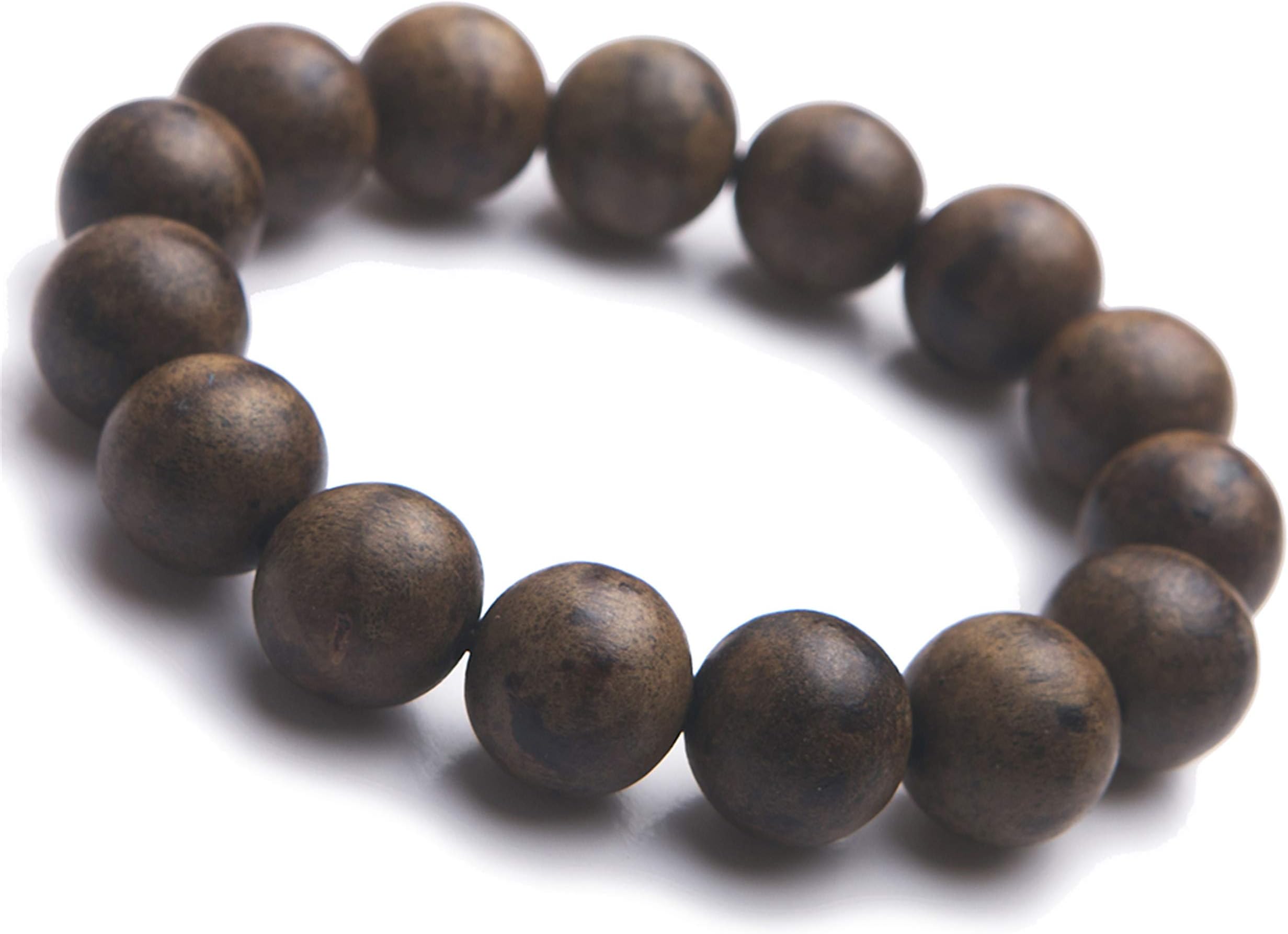Genuine Natural Aloeswood Agilawood Round Bead Prayer Bead Bracelet 16mm