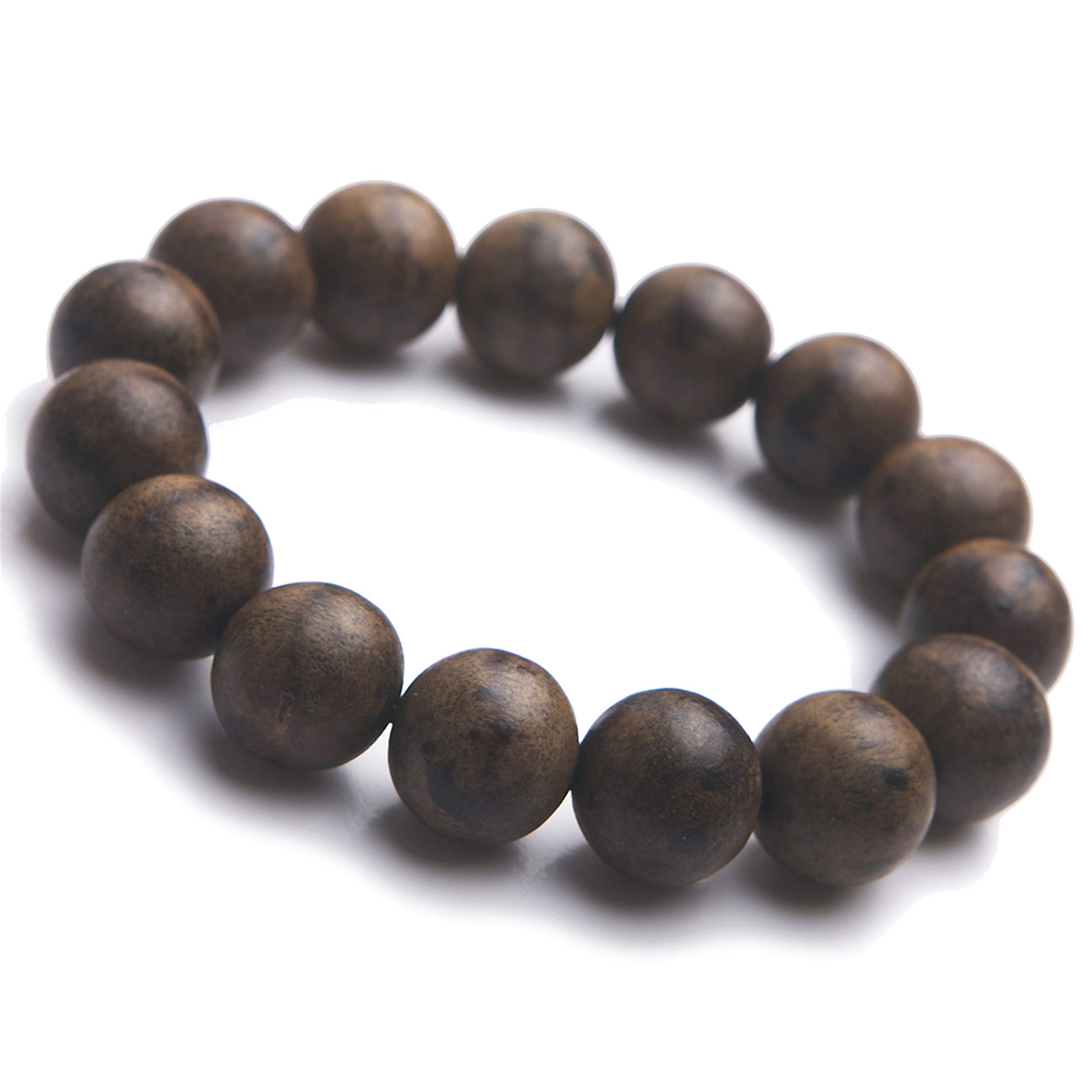 Genuine Natural Aloeswood Agilawood Round Bead Prayer Bead Bracelet 16mm