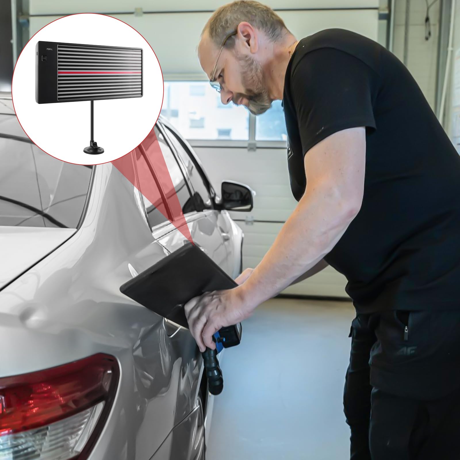 Lumière pour réparation de bosses sans peinture, outil de réparation de bosses LED, support réglable, USB et batterie, lampe de test de bande de carrosserie et panneau réflecteur LED Paintless Body