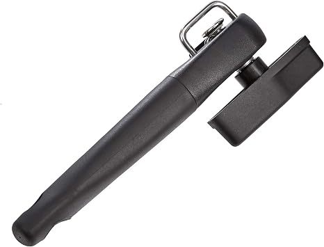 Amazon Basics Manual Can Opener, Easy to Use, Hand Held with Soft Grip Single Handle, Clean Cutting, Large, Black