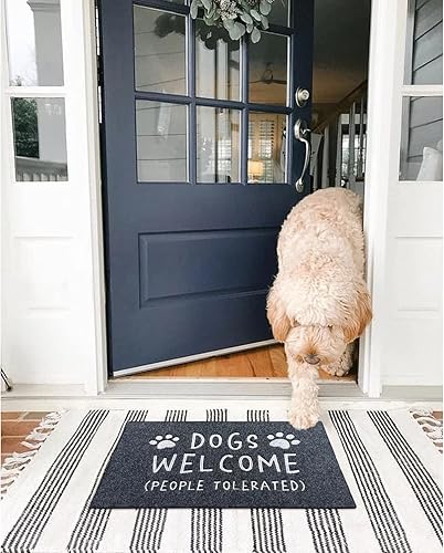 Miniatura 7 de AAZZKANG Tapete de puerta para perros con parte trasera de goma antideslizante, divertido tapete de pata fácil de limpiar para interiores y