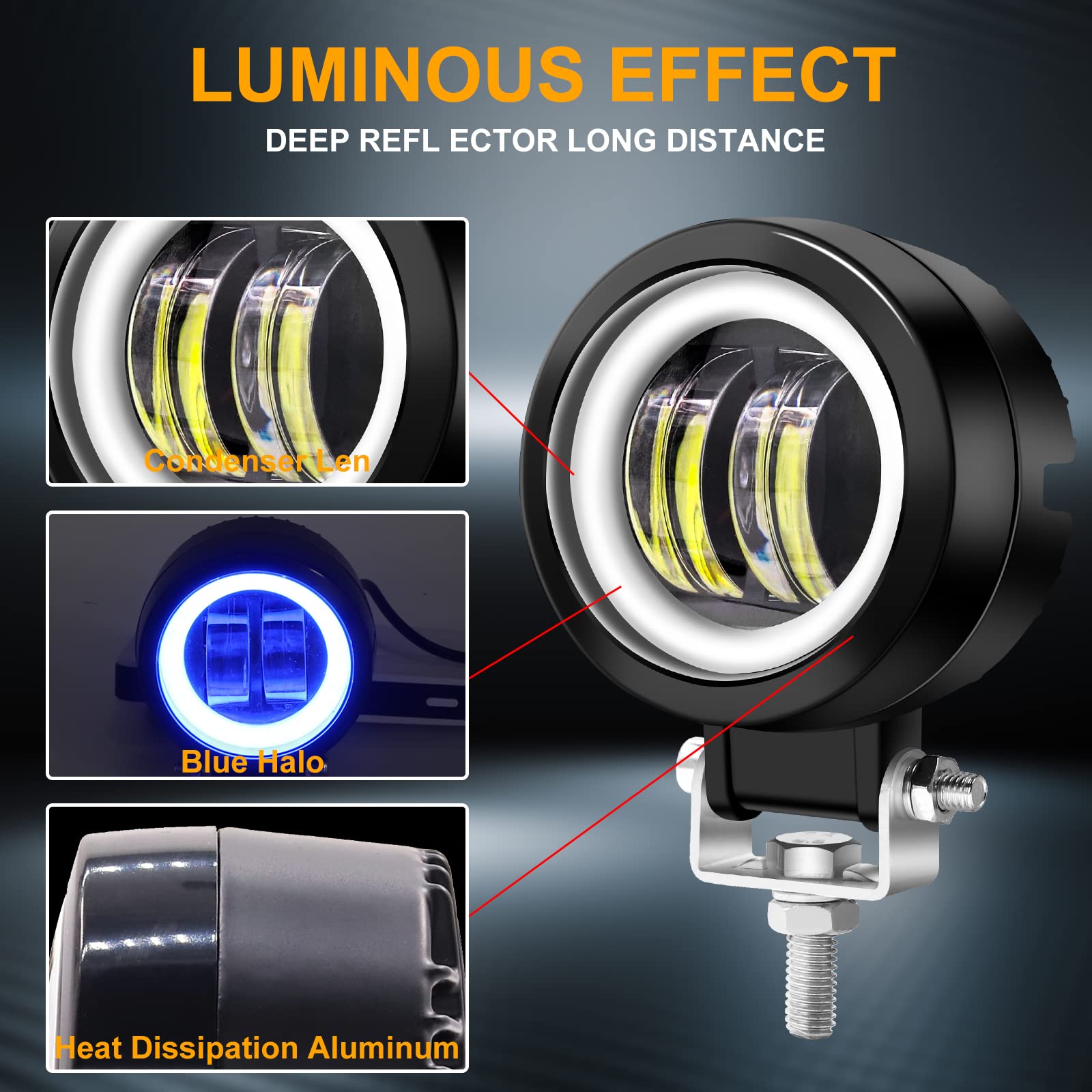 2 Stuks 60W Extra Led-koplampen Voor Motorfiets Universele Moto Spotlight Led Motorfiets Koplamp Extra 12v 24v Autolamp