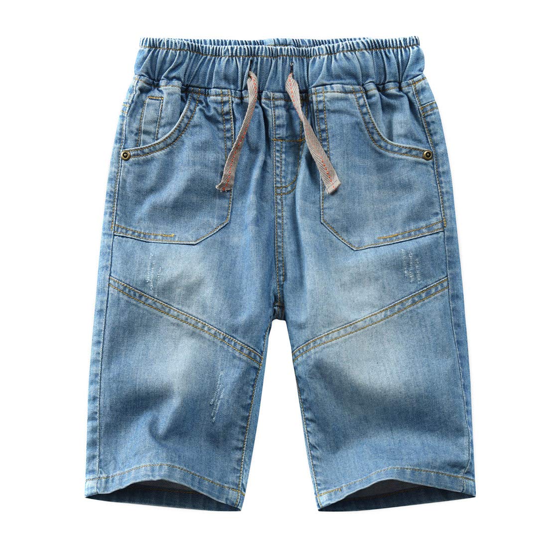 Happy Cherry Short en Denim Garçon Enfant avec Poches Bermuda en Jean avec Cordon Pantalons Jean Court Age Adapté 3-12 Ans