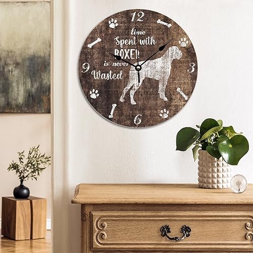 Miniatura 3 de Boxer Lovers - Reloj de pared colgante que pasa con perros nunca se desperdicia, reloj de PVC, funciona con pilas, relojes silenciosos para pared,