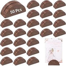 50 Pack Table Number Stands, Small Wooden Card Holders, Elegant Half-Round Design for Name Cards, Tags, Photos, Sign Holders for Weddings, Banquets