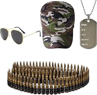 4Pcs Army Fancy Dress Accessories Set, Including Hat, Gold F