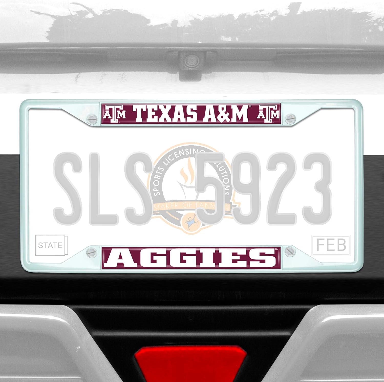 FANMATS 43501 Texas A&M University Aggies License Plate Frame - White – Easy Installation on Truck, SUV, Car - Ideal Gift for Die Hard NCAA Fan