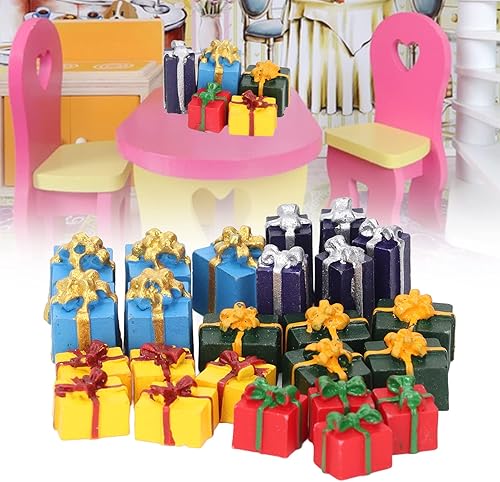 Miniatura 4 de Cajas de casa de muñecas, mano de obra fina educativa, 25 piezas de mini adornos de Navidad para casa de muñecas 1:12