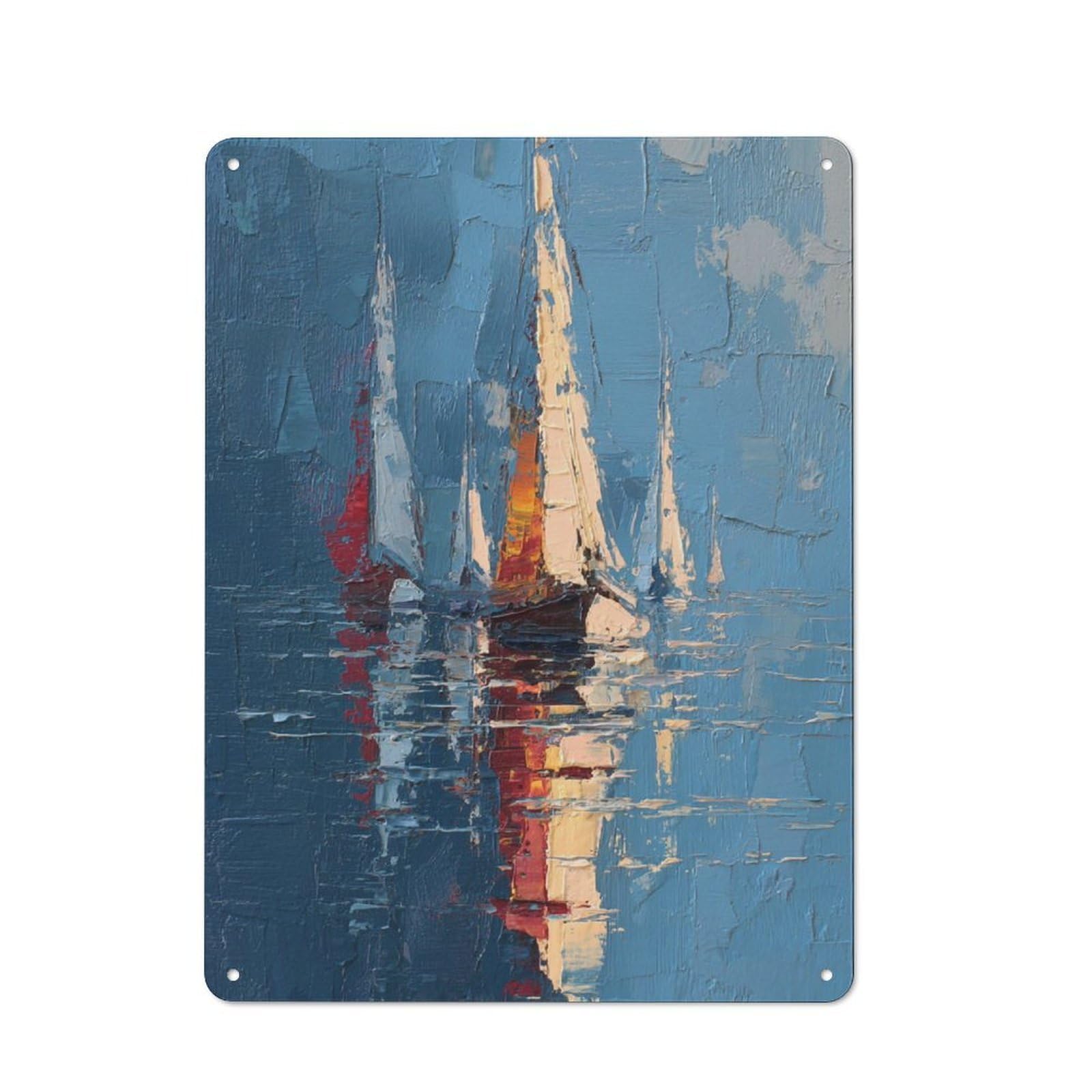 Junmoney Sailing Serenity Vintage Tin Sign 40X30cm For Guest Room Or Hallway, Suited To Home Decor Collectors