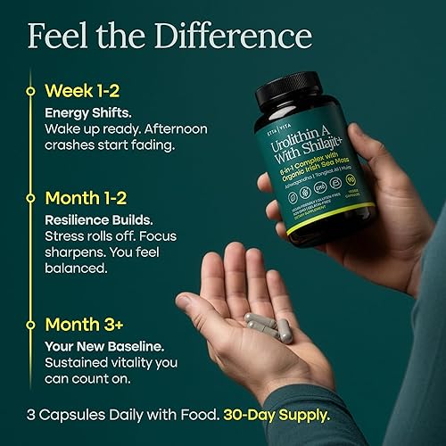 Miniatura 4 de Urolithin-A Complex w Shilajit, Organic Sea Moss, Ashwagandha & Tongkat Ali, Natural Energy, Libido, Hormone Balance, and Focus for Men & Women
