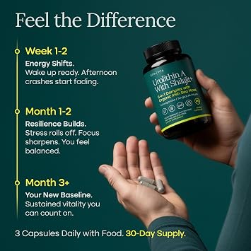 Urolithin-A Complex w Shilajit, Organic Sea Moss, Ashwagandha & Tongkat Ali, Natural Energy, Libido, Hormone Balance, and Focus for Men & Women (Made in USA - 3rd Party Tested)