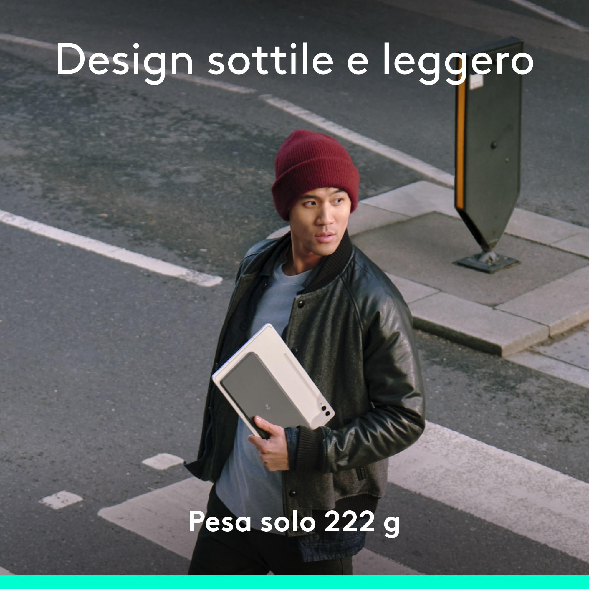 Logitech Keys-To-Go 2, tastiera Bluetooth portatile per tablet (Grafite) | Coperchio integrato, wireless, sottile, compatta per Windows, Android, Linux, iPad, iPhone, Mac, Apple TV, QWERTY ITA