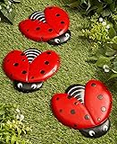 Ladybug Stepping Stones for Gardens and Outdoor Flower Beds - Set of 3