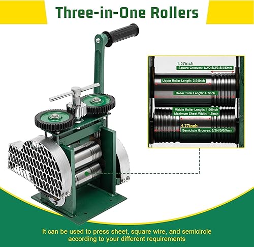Miniatura 2 de RustyVioum Máquina de laminador de prensa de joyería, 0.039x 3.346 in Manual Schmuckpresse Maschine, herramienta de rodillo de hoja de metal plana
