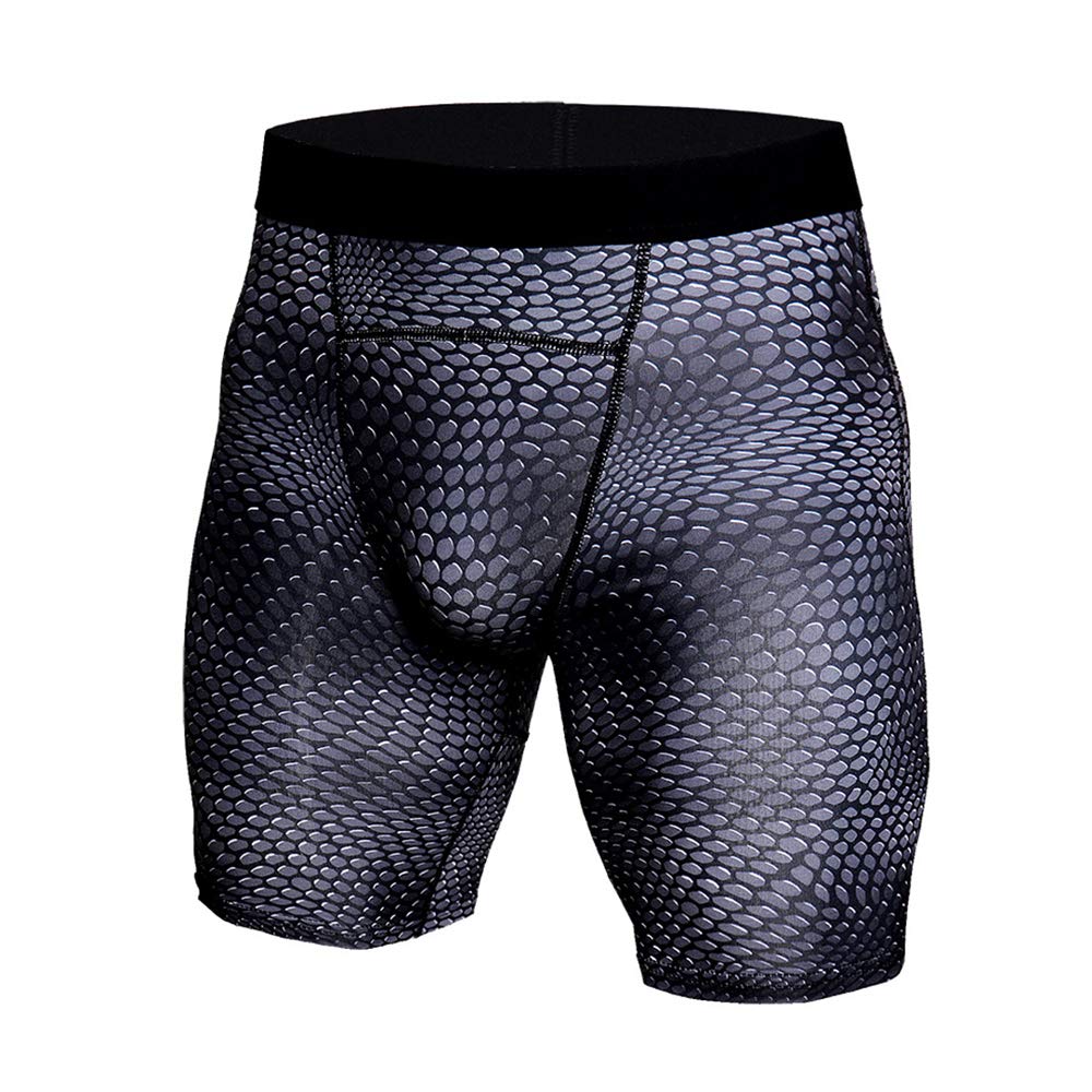 BaronHong 3D Snake Skin męskie spodenki kompresyjne, szybkoschnące, wąskie spodenki do biegania, na trening, do studia fitness (skala węża, 3XL)