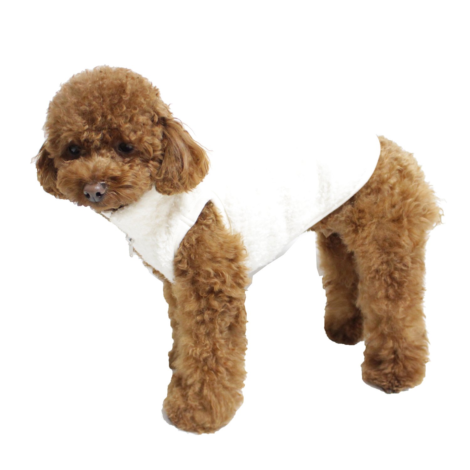 Ola Mari Pet Dog's Sweater Jacket Super Soft Warm Fleece Zip Up Unisex Vest for Dogs Pets, 1XL, Ivory