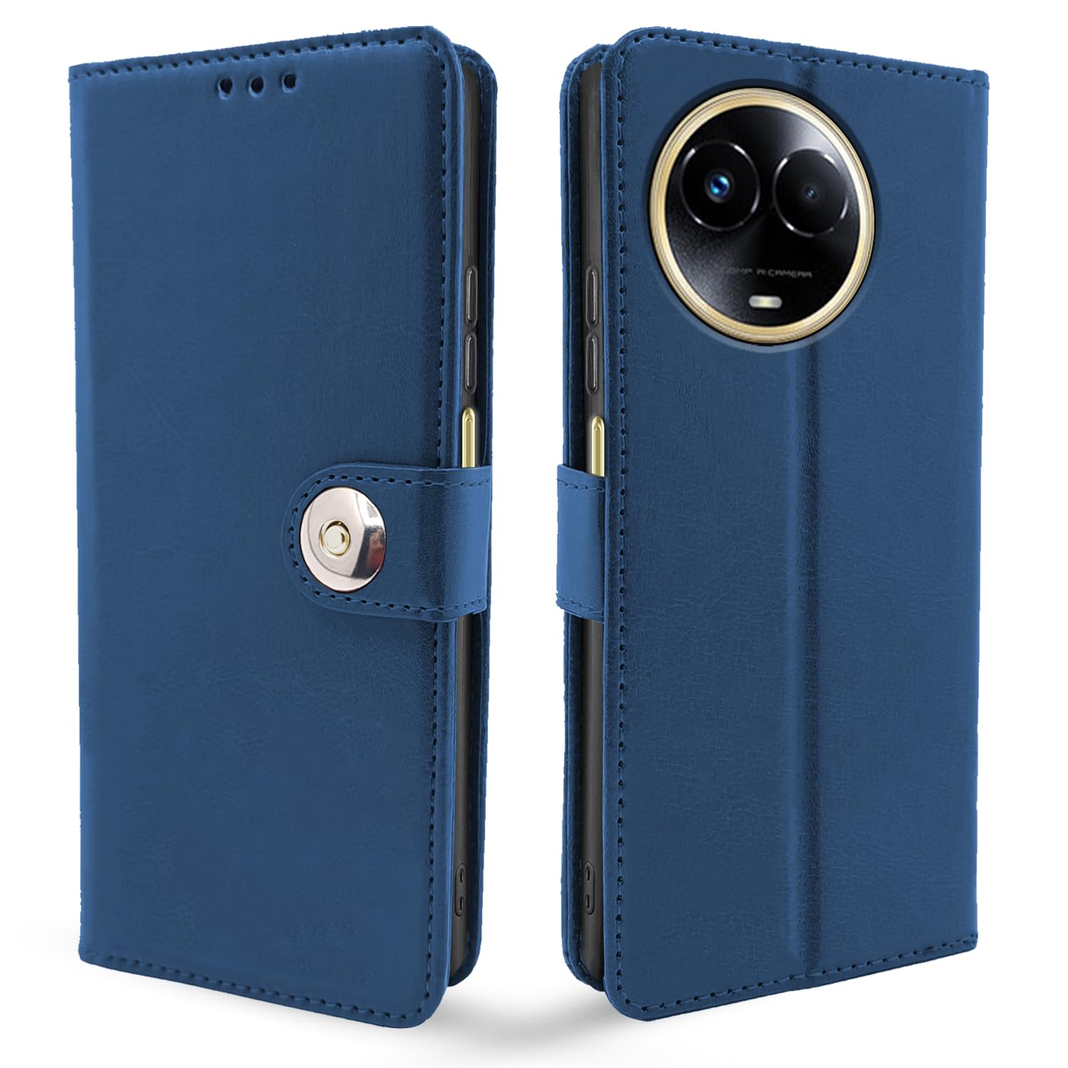 Pikkme Realme 11 / 11X 5G / Narzo 60X 5G Flip Cover Leather Finish | Inside TPU with Card Pockets | Wallet Stand and Shock Proof | Complete Protection Button Flip Case (Blue) (B0CHZ38HLS) Amazon Price History, Amazon Price Tracker