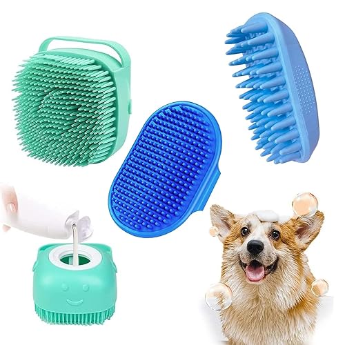 Miniatura 8 de Cepillo de baño para perros, cepillo de silicona suave, cepillo de aseo para mascotas, champú de baño, dispensador de masaje, cepillo de ducha para