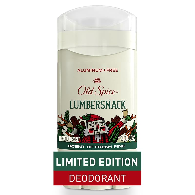 Desodorante Old Spice sem alumínio, edição limitada Holidudes, LumberSnack, fragrância Fresh Pine, 85 g