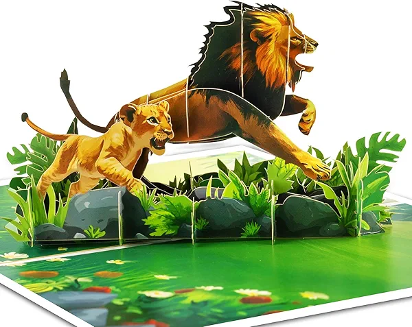 GREETING ART Lion Pop Up Card, Pop Up Birthday Card, Father's Day Cards, 3D Greeting Cards for Baby Shower, Anniversary
