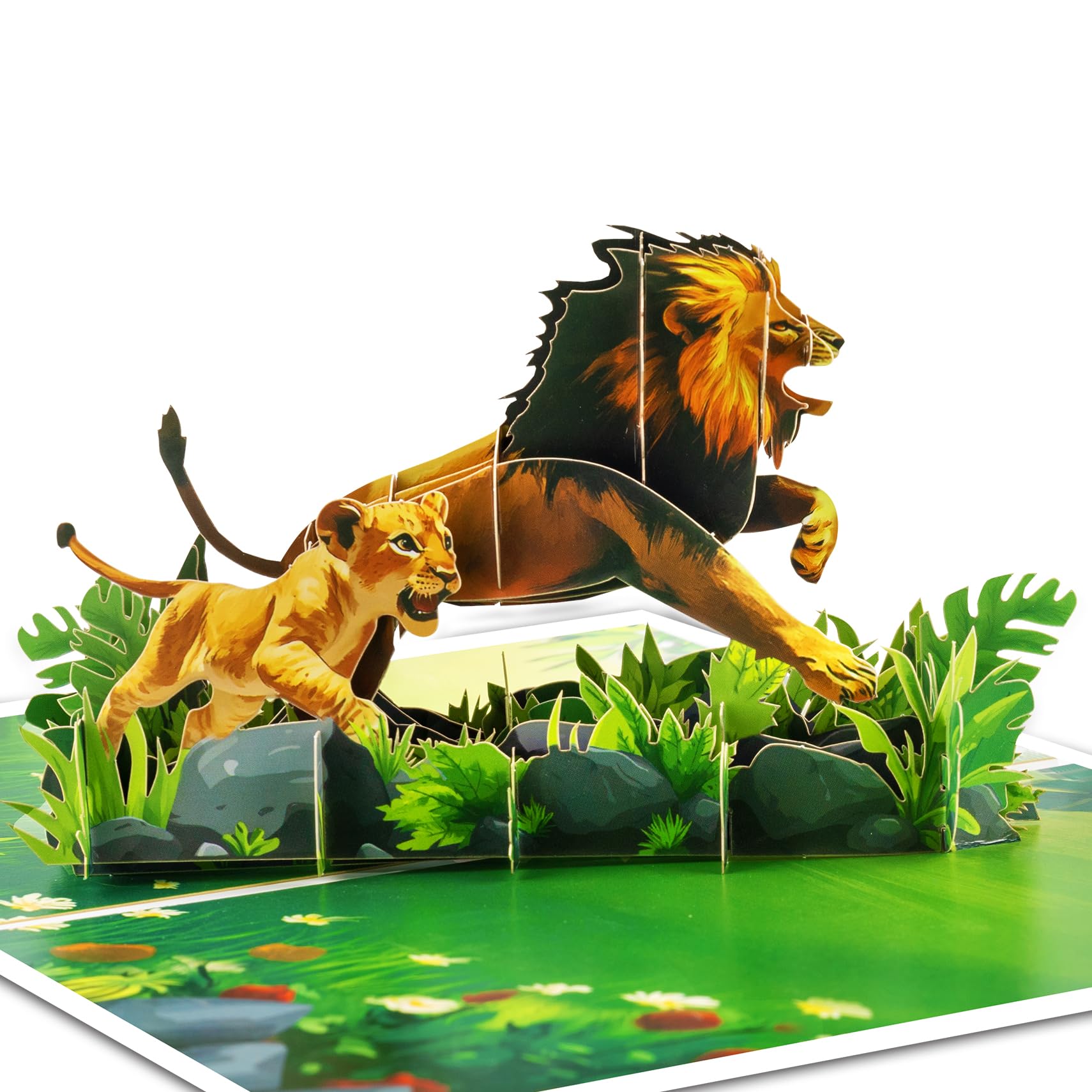 GREETING ART Lion Pop Up Card, Pop Up Birthday Card, Father's Day Card, 3D Greeting Cards for Baby Shower, Anniversary